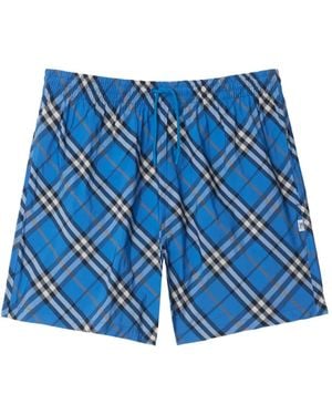 Burberry Geruite Zwembroek - Blauw