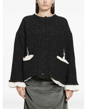 PILLINGS Ruffle-Trim Wool Jacket - Black