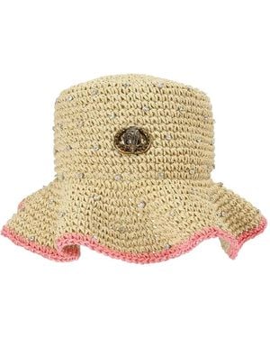 Kurt Geiger Chelsea Crystal-Embellished Bucket Hat - Natural