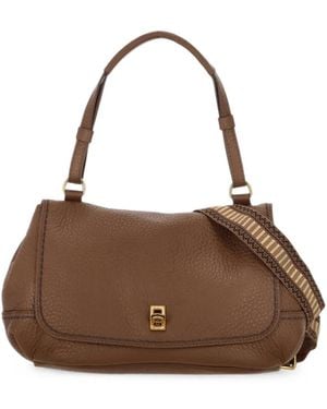 VISONA Felicita Noce Grainy-Leather Shoulder Bag - Brown