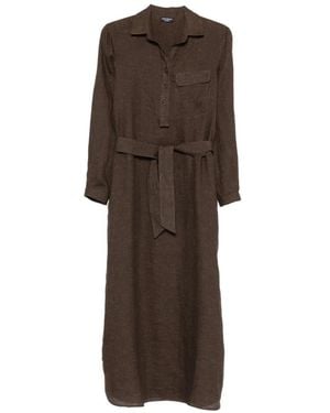 Emporio Armani Belted Shirt Midi Dress - Brown