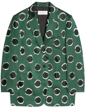 Dries Van Noten Polka Dot-Pattern Oversized Blazer - Green