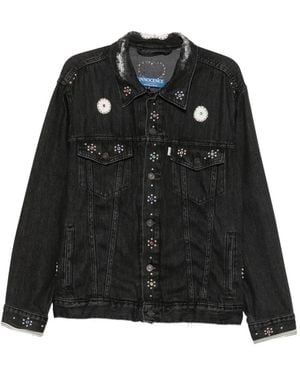INNOCENCE NYC Flower-Studs Denim Jacket - Black