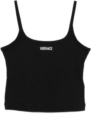 Versace Logo-Embroidered Top - Black