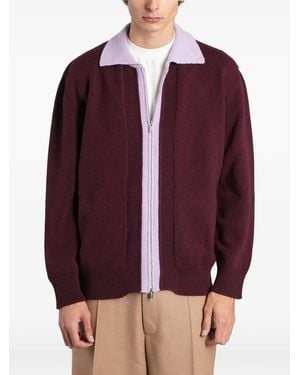 Laneus Two-Tone Zip-Up Cardigan - Purple