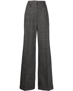 Alberta Ferretti Wide-Leg Check Trousers - Grey