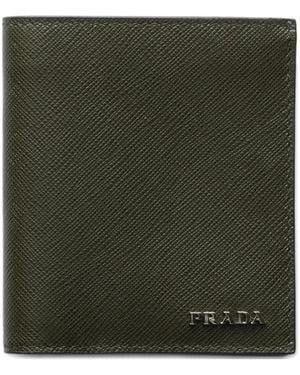 Prada Metal Lettering Saffiano Leather Wallet - Green