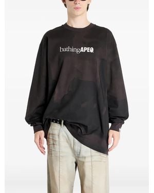 A Bathing Ape Langarmshirt Mit Logo-Print - Schwarz