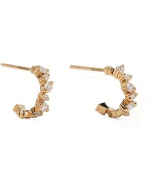 Suzanne Kalan 18Kt Princess Cut Diamond Hoop Earrings - Metallic