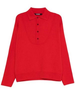 Jacquemus Geknöpfter Pullover mit Polokragen - Rot