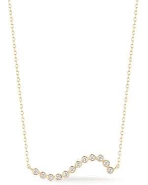Mateo Collier Wave En 14Ct À Pendentif Pavé De Diamants - White