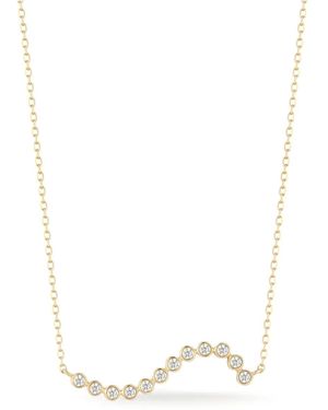 Mateo Collier Wave En 14Ct À Pendentif Pavé De Diamants - White
