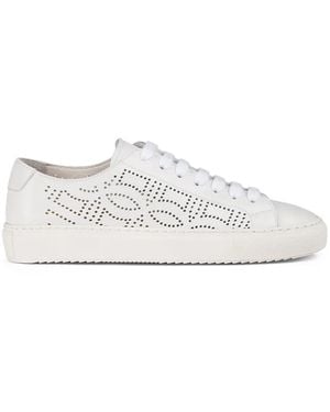 Doucal's Perforated Leather Trainers - White