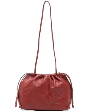Soeur Suzette Drawstring Leather Shoulder Bag - Red