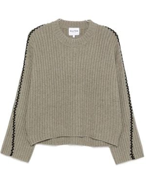 Kujten Ribbed Whipstitch-Trim Jumper - Green