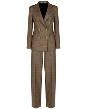 Tagliatore Checked Double-Breasted Jacket - Natural