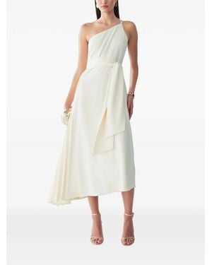 Willa Gloss One-Shoulder Pleated Midi Dress - White