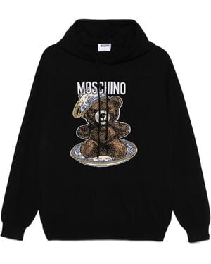 Moschino Teddy Bear-Intarsia Hoodie - Black