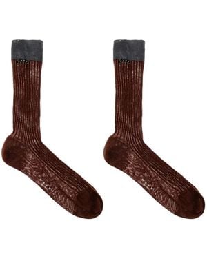 Marni Ribbed-Knit Socks - Brown