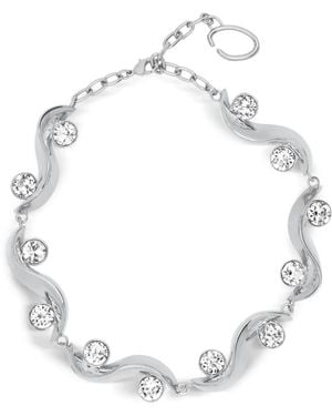 Oscar de la Renta Crystal-Embellished Wave Necklace - White