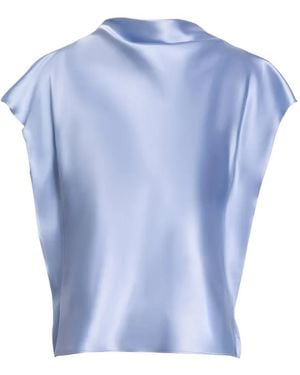 Tanya Taylor Adrien Draped-Neck Blouse - Blue