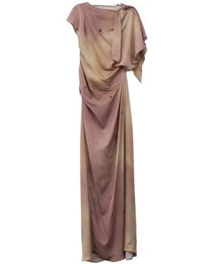 YANGKEHAN Draped Maxi Silk Dress - Natural