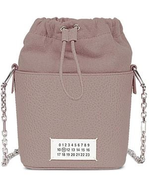Maison Margiela Drawstring Bucket Leather Shoulder Bag - Pink