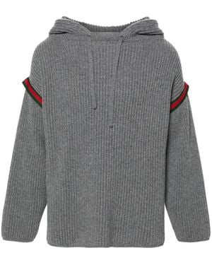 Gucci Oversize Wool Cashmere Jumper With Hood - Grey