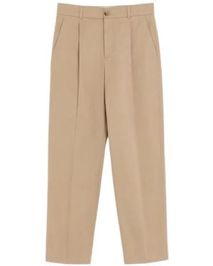 Valentino Garavani Pantalon Droit À Design Plissé - Natural