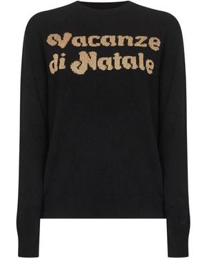 MC2 Saint Barth Jacquard-Lettering Long-Sleeve Jumper - Black