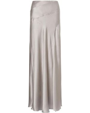 Alberta Ferretti Fluted Satin Maxi Skirt - Gray