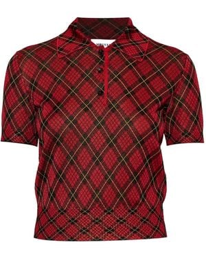 McQueen Argyle Button Polo Top - Red