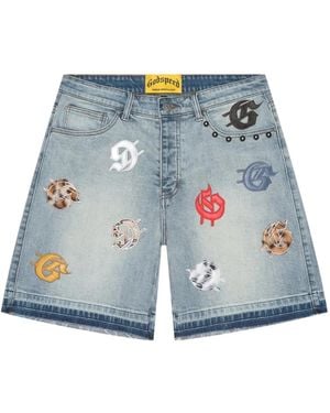 Godspeed Infinity Embellished Denim Shorts - Blue