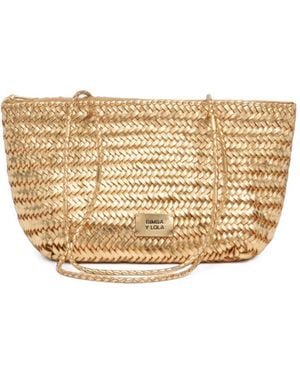 Bimba Y Lola Medium-Plaited Leather Shopper Bag - Natural