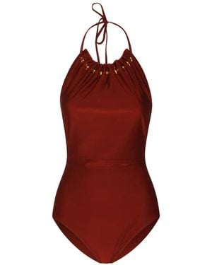 Zimmermann Aster One-Piece Badpak Met Plooien En Kralen - Rood
