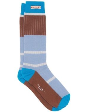 Marni Ribbed Colour-Block Socks - Blue