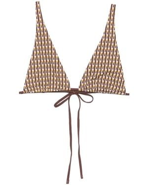 SIR. Geometric-Print Bikini Top - White