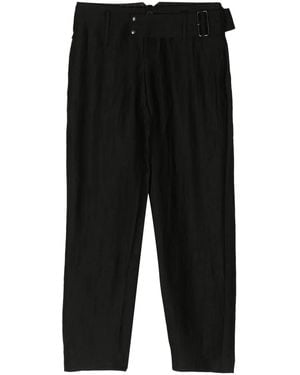Yohji Yamamoto Belted Straight-Leg Trousers - Black