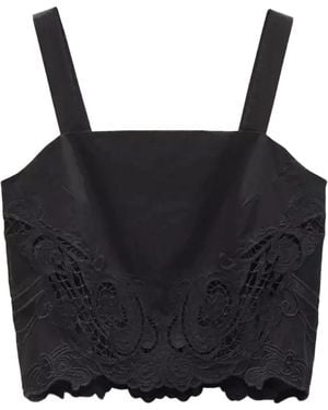 Rag & Bone Embroidered Square-Neck Top - Black
