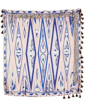 PUCCI Foulard En Soie À Pampilles Miroir - Blue