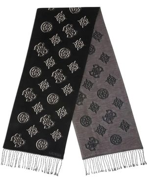 Guess Cresidia Logo-Pattern Fringed Scarf - Gray