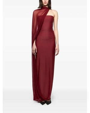 Atu Body Couture Draped-Detail Halterneck Gown - Red