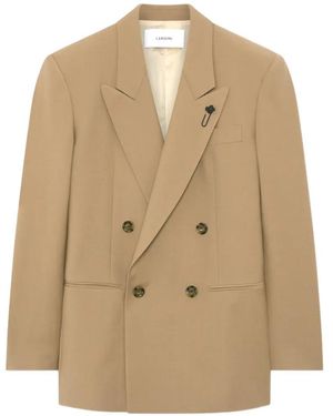 Lardini Double-Breasted Peak-Lapel Blazer - Natural