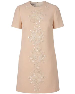 Valentino Garavani Sequin-Embellished Floral-Appliqué Dress - Natural