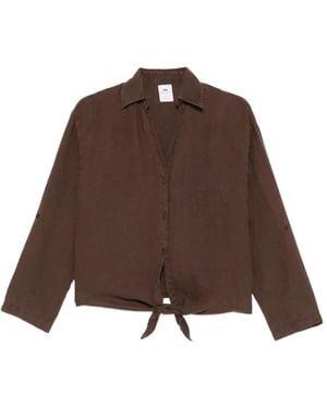 Lois Tie-Front Shirt - Brown