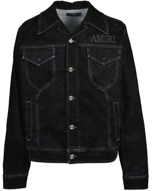 Amiri Logo-Patch Denim Jacket - Black