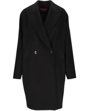 Max Mara Peak-Lapel Double-Breasted Coat - Black