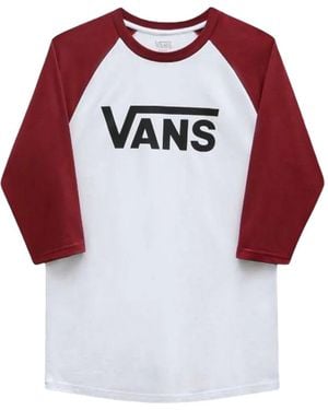 Vans Logo-Print Raglan-Sleeve T-Shirt - Red