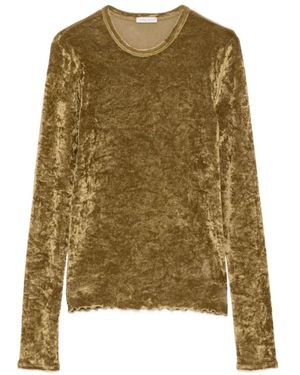 forte_forte Flocked Stretch-Tulle T-Shirt - Green