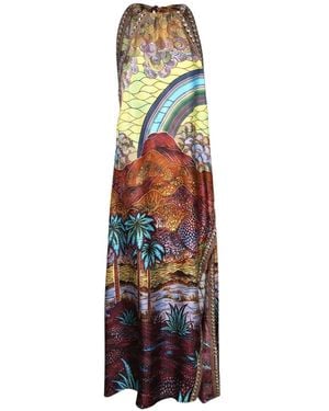 Atelier Vlisco Landscape-Print Halterneck Maxi Dress - White